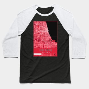 Chicago - City Street Map Baseball T-Shirt